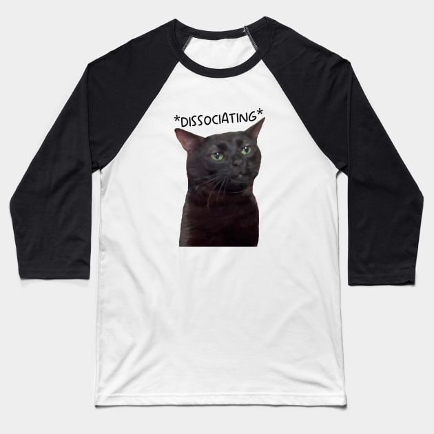 Dissociating,  Zoning Out Black Cat Meme Baseball T-Shirt by Y2KSZN